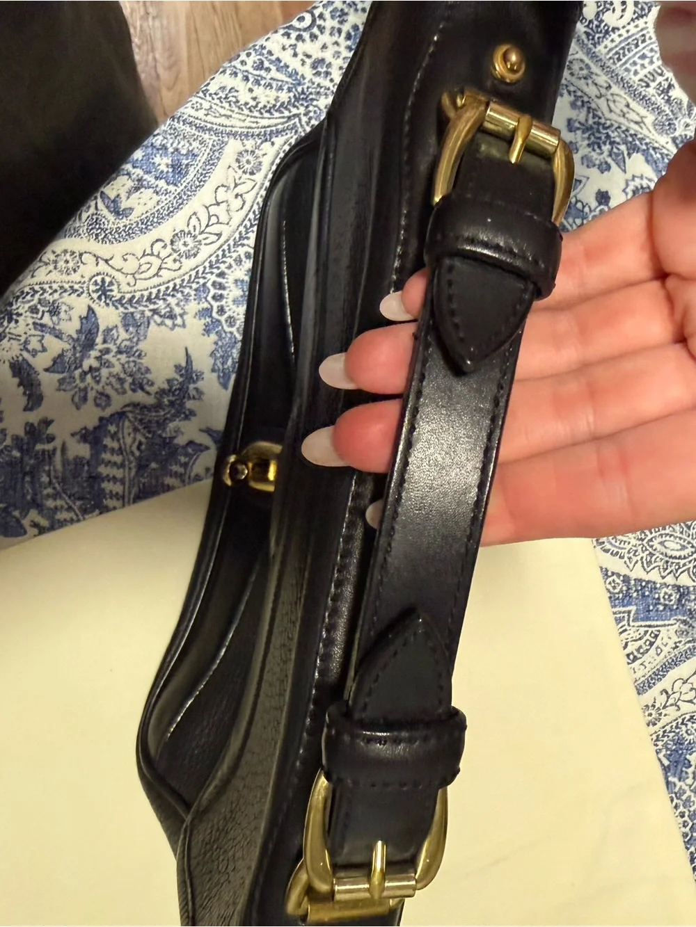 Black Leather AWL BLACK ON BLACK Shoulder Bag with Gold Hardware brass